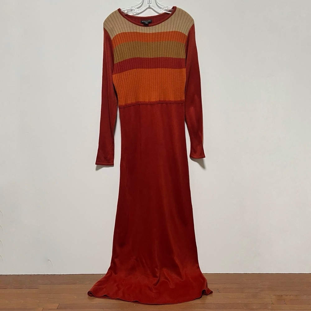 Goodclothes Collection Striking Retro Long Sleeve Colorblock knit maxi Dress